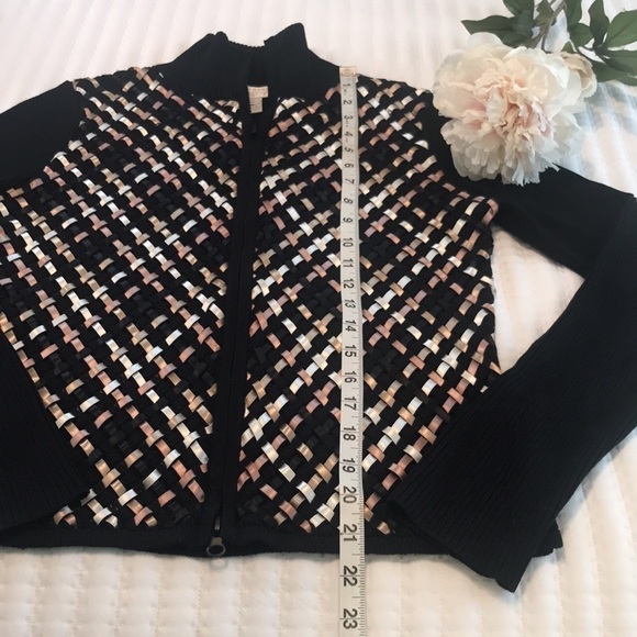 Vintage 90's Austin Reed Classic Silk Ribbed Cardigan Sweater Size M - Picture 10 of 12